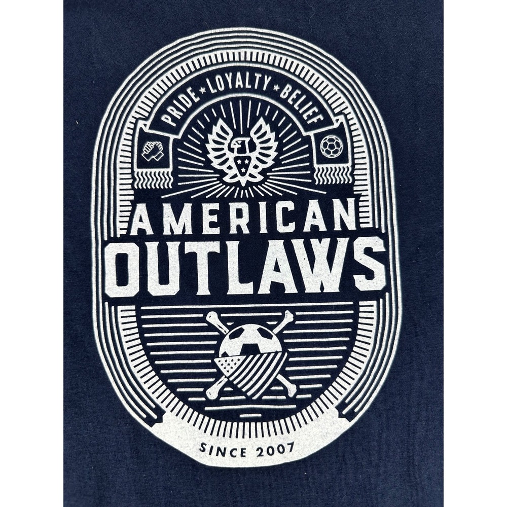 American Apparel American Outlaws US Soccer T-Shirt Mens 2XL Navy Blue 50/50 Tee